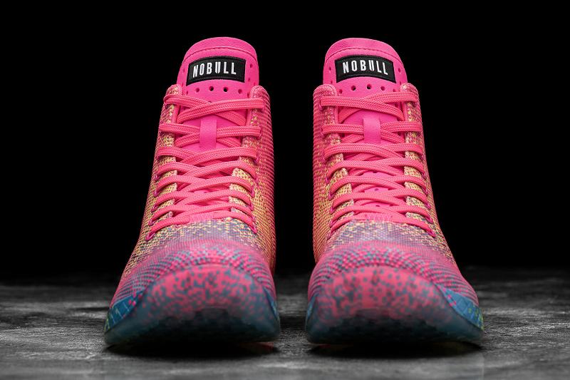 Pink Nobull High-Top Neon Glitch Women's Trainers | CA A2145H